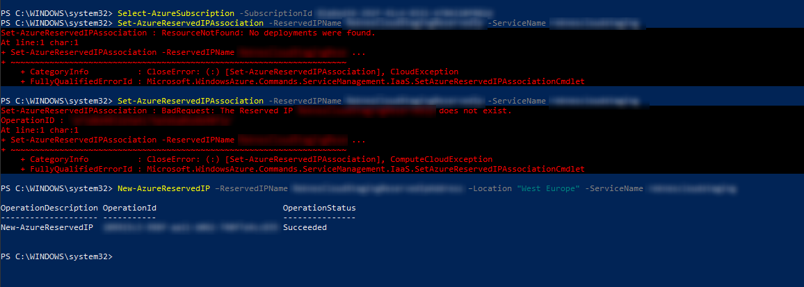 Lesson learned when deploying a new Azure Classic Web Service